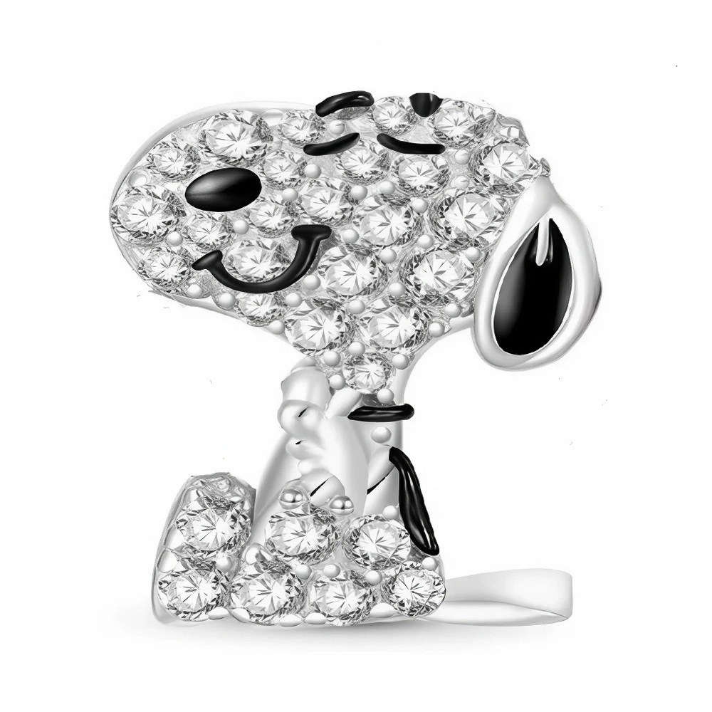 Snoopy silver Sparkling Charm w/ rhinestones crystals